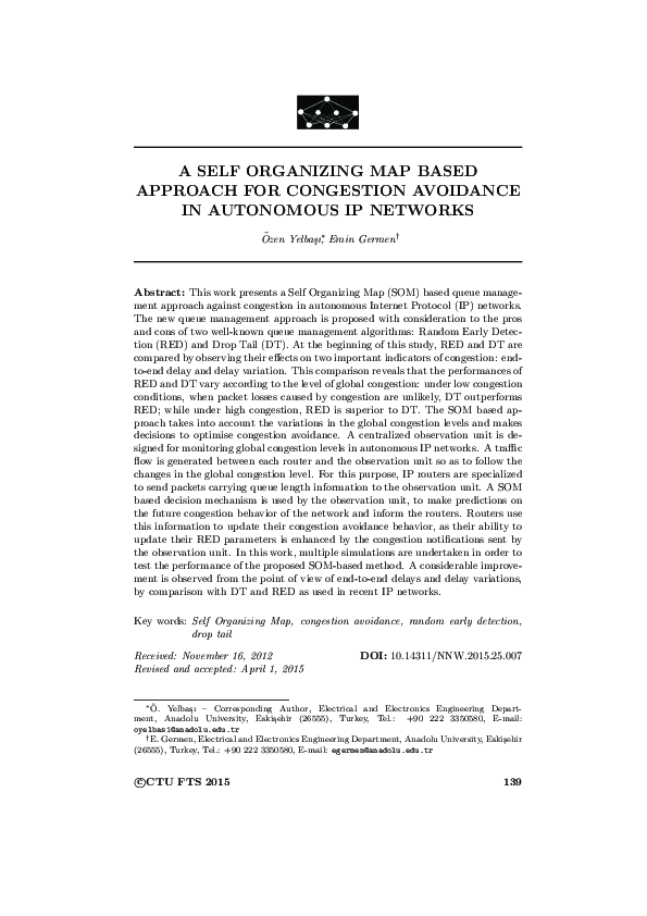 (PDF) A Self Organizing Map Based Approach for Congestion Avoidance in ...