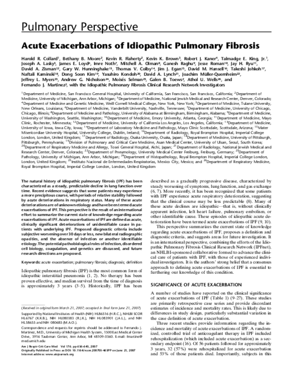 (PDF) Acute Exacerbations of Idiopathic Pulmonary Fibrosis
