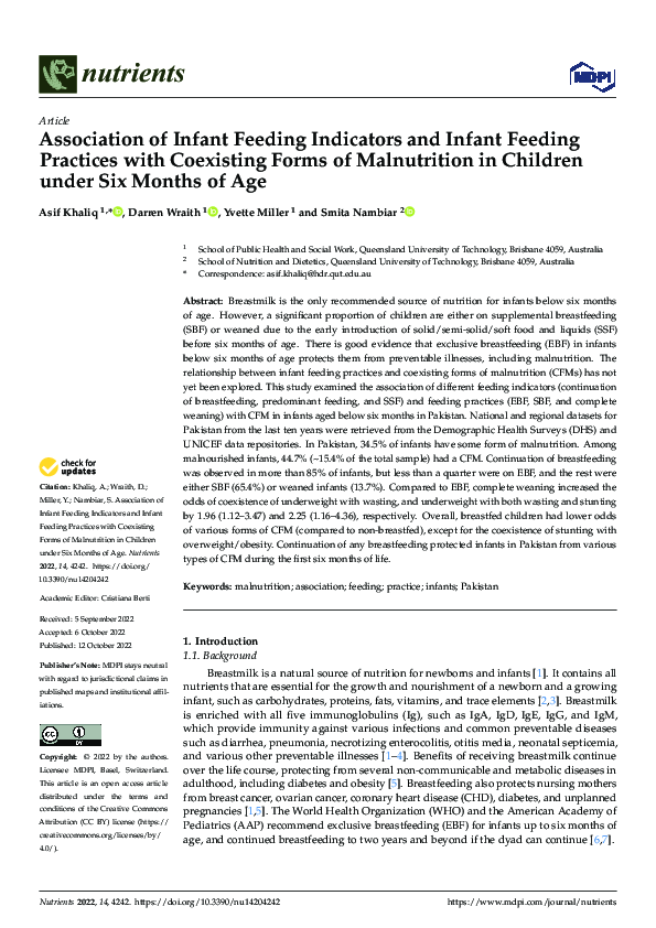 (PDF) Association of Infant Feeding Indicators and Infant Feeding ...