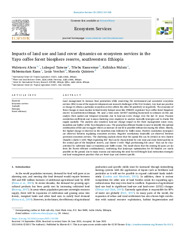 (PDF) Impacts of land use and land cover dynamics on ecosystem services ...