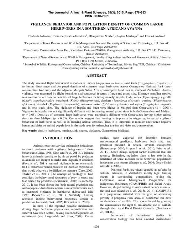(PDF) Vigilance behavior and population density of common large ...