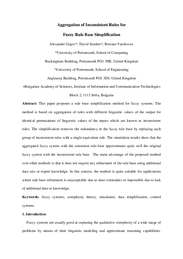 (PDF) Aggregation of inconsistent rules for fuzzy rule base simplification