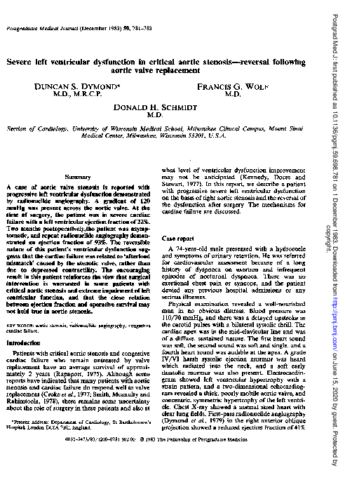(PDF) Severe left ventricular dysfunction in critical aortic stenosis ...