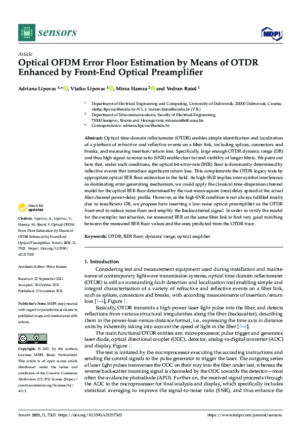 (PDF) Optical OFDM Error Floor Estimation by Means of OTDR Enhanced by