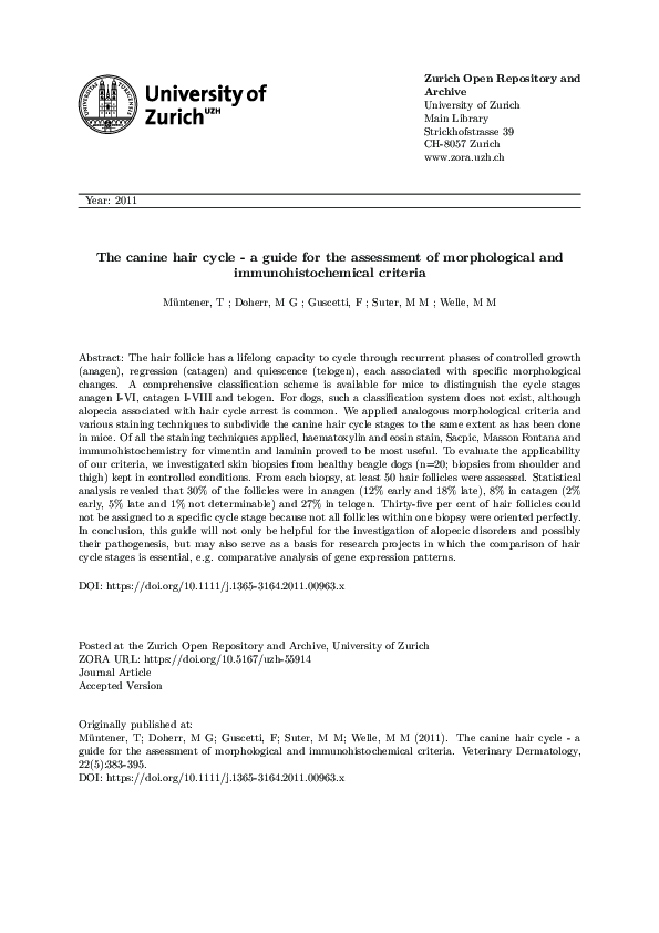 (PDF) The canine hair cycle a guide for the assessment of
