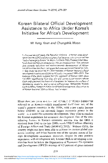 (PDF) Korean Bilateral Official Development Assistance to Africa Under ...