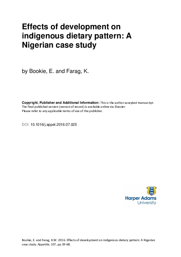 (PDF) Effects of development on indigenous dietary pattern: A Nigerian ...