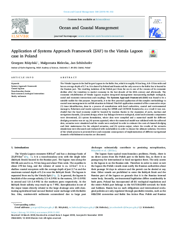 (PDF) Application of Systems Approach Framework (SAF) to the Vistula ...