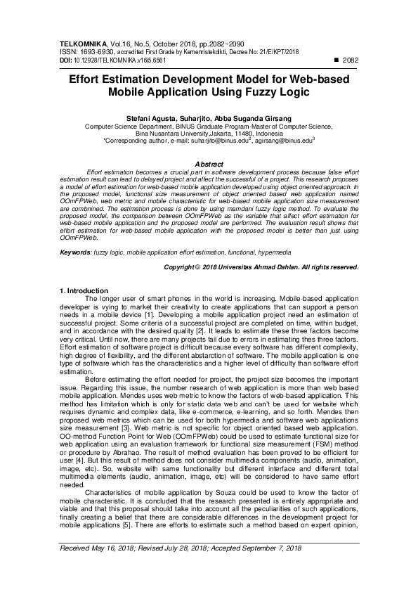 (PDF) Effort Estimation Development Model for Web-Based Mobile ...