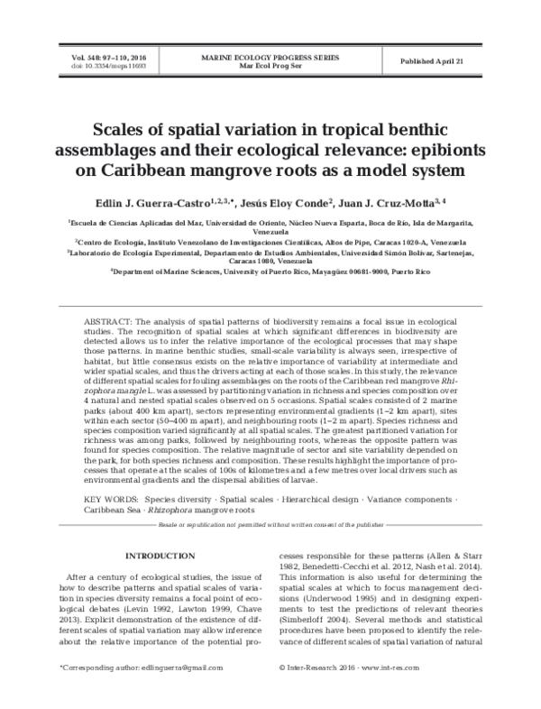 (PDF) Scales of spatial variation in tropical benthic assemblages and ...
