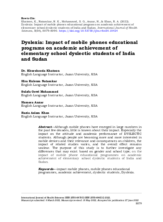(PDF) Dyslexia: Impact of mobile phones educational programs on ...
