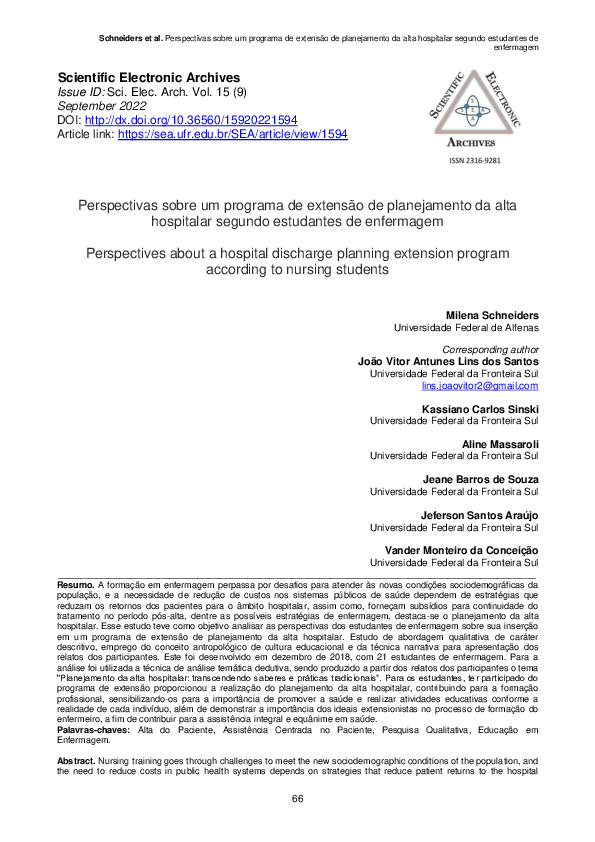 (PDF) Perspectivas sobre um programa de extensão de planejamento da ...