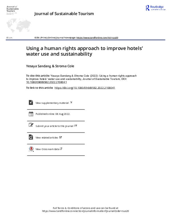 (PDF) Using a human rights approach to improve hotels’ water use and ...