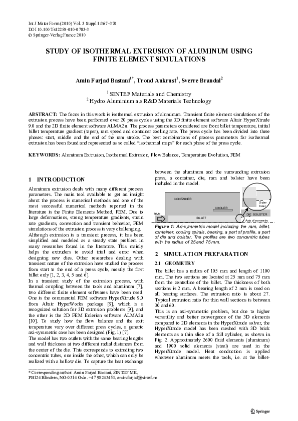 (PDF) Study of isothermal extrusion of aluminum using finite element ...