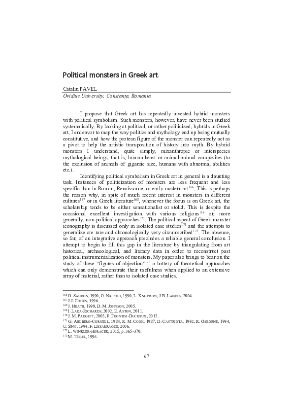 (PDF) C. Pavel, ”Political monsters in Greek art”, in: E. Wolff (ed ...