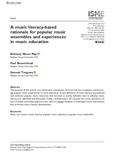 (PDF) A music literacy-based rationale for popular music ensembles and ...