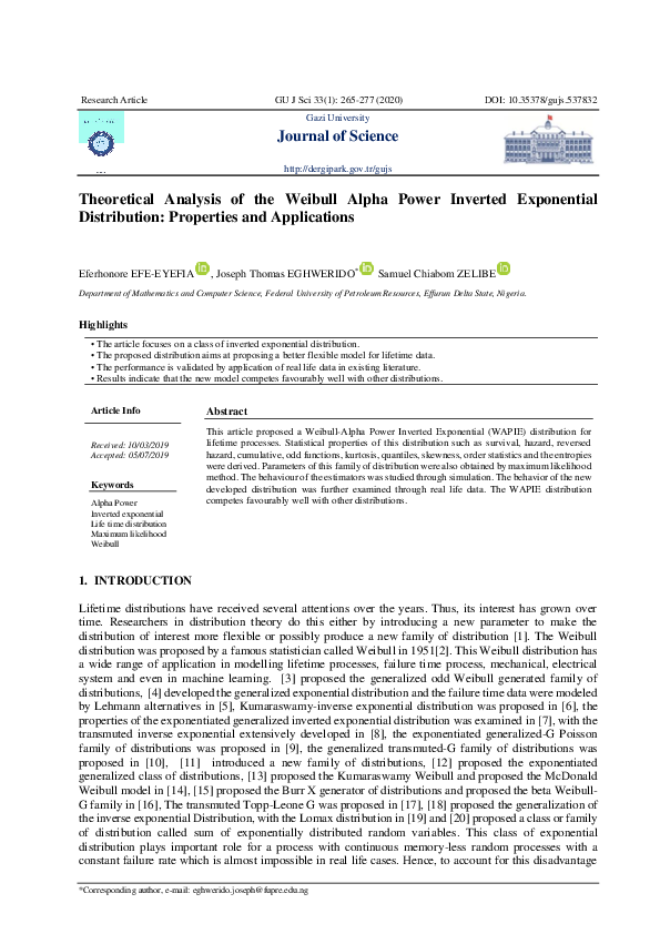 (PDF) Theoretical Analysis of the Weibull Alpha Power Inverted ...