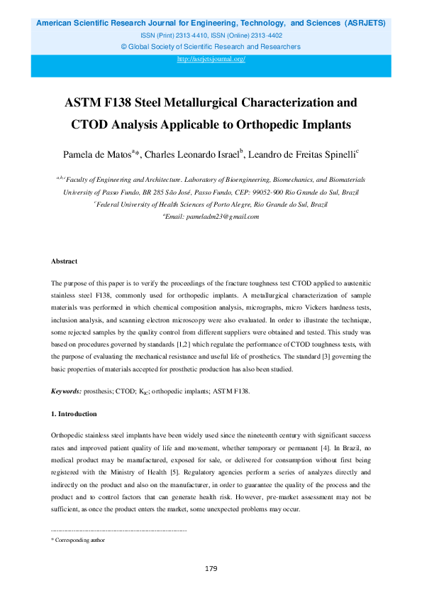 (PDF) ASTM F138 Steel Metallurgical Characterization and CTOD Analysis ...