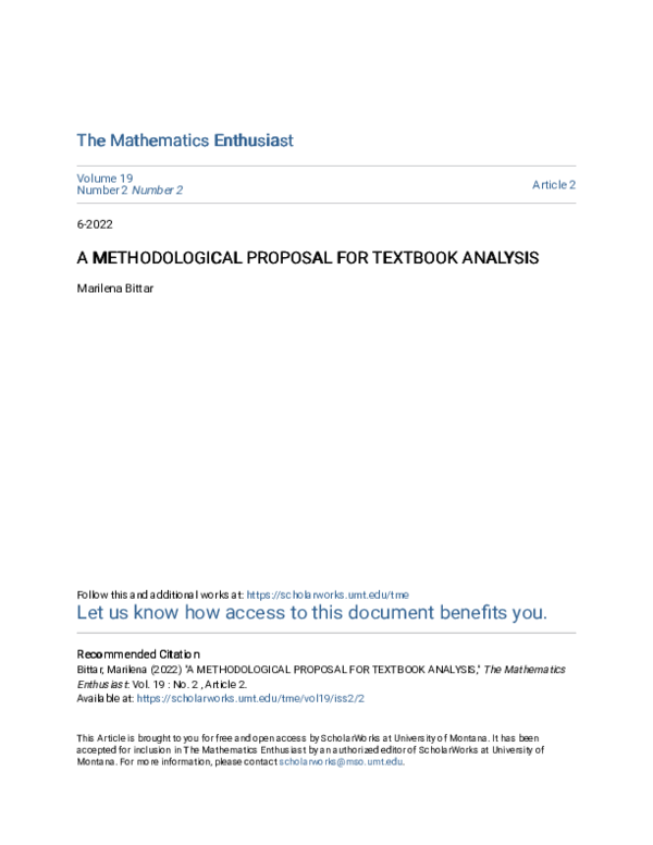 (PDF) A Methodological Proposal for Textbook Analysis