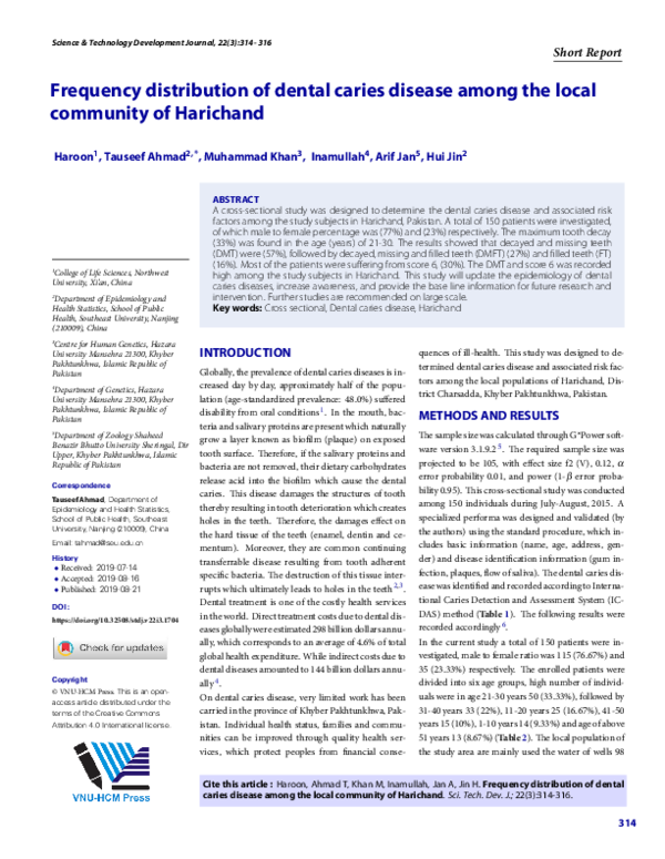 (PDF) Frequency distribution of dental caries disease among the local ...