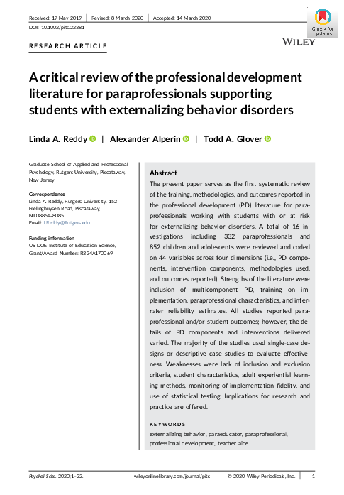 (PDF) A critical review of the professional development literature for ...