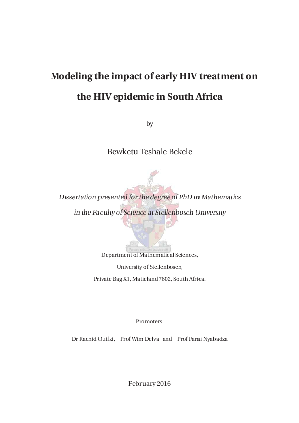 (PDF) Modeling the impact of early HIV treatment on the HIV epidemic in ...