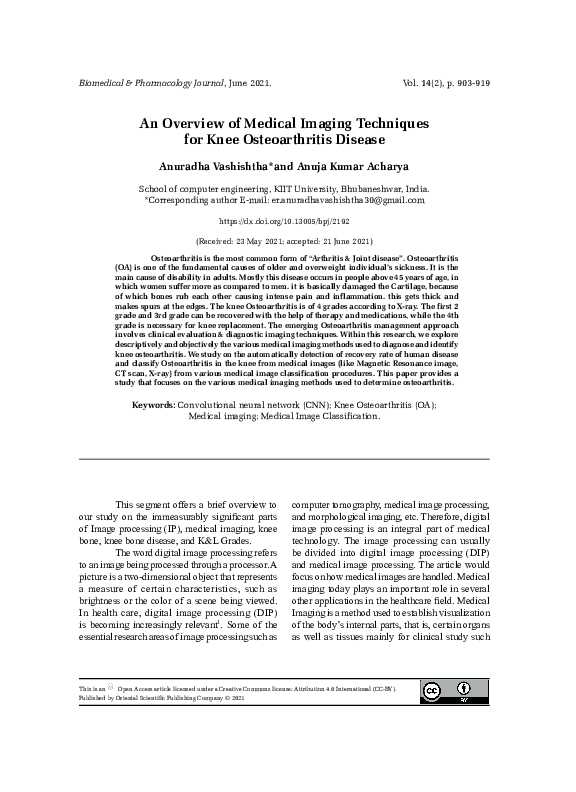 (PDF) An Overview of Medical Imaging Techniques for Knee Osteoarthritis