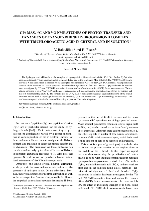 (PDF) CP/MAS, 13 C and 17 O NMR studies of proton transfer and dynamics ...