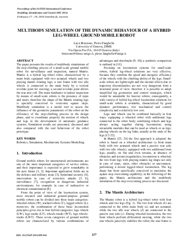 (PDF) Multibody Simulation of the Dynamic Behaviour of a Hybrid Leg ...