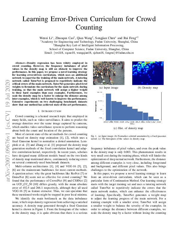 (PDF) Learning Error-Driven Curriculum for Crowd Counting