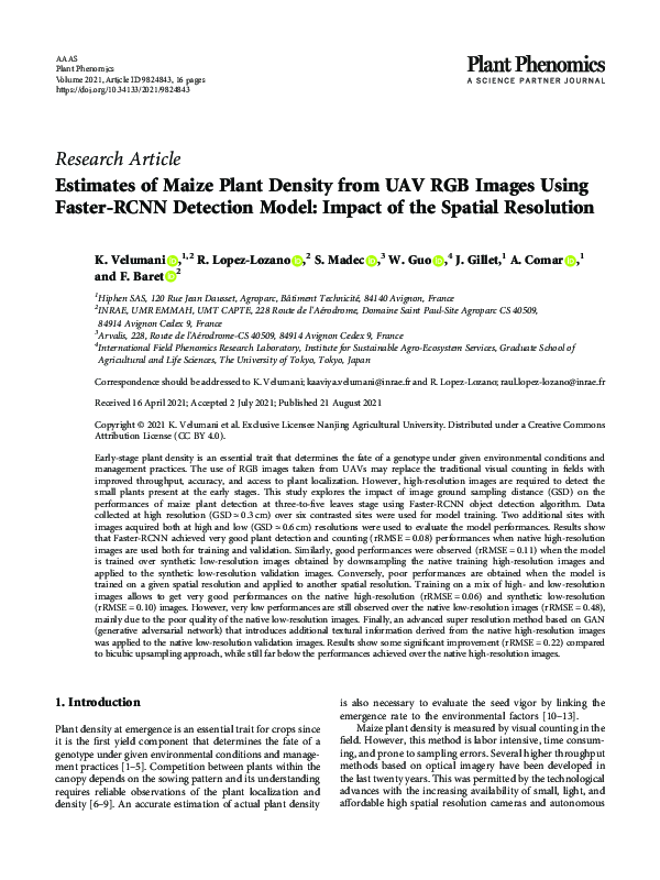 (PDF) Estimates of Maize Plant Density from UAV RGB Images Using Faster ...