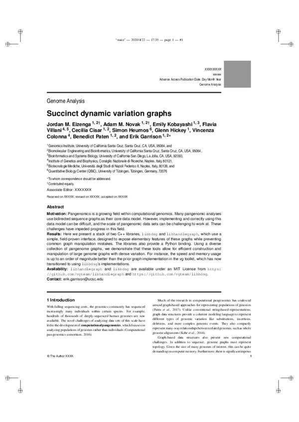 (PDF) Succinct dynamic variation graphs