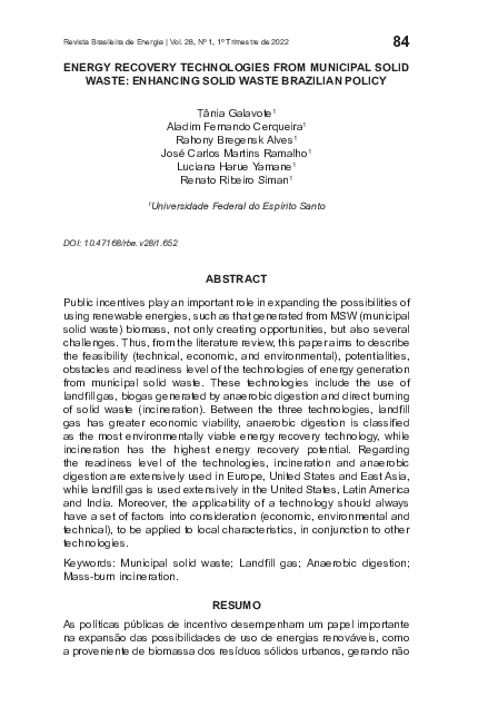 (PDF) Energy recovery technologies from municipal solid waste ...