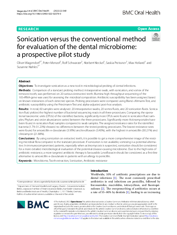  PDF Sonication Versus The Conventional Method For Evaluation Of The 
