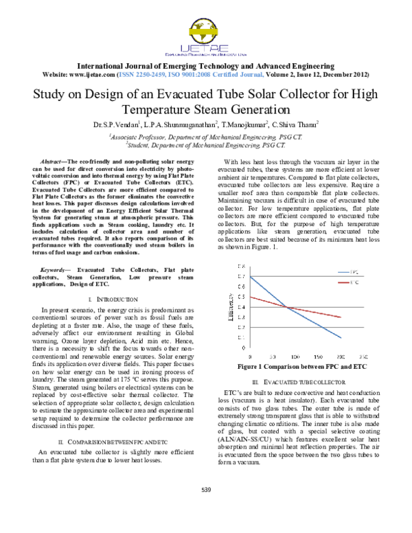 (PDF) Study on Design of an Evacuated Tube Solar Collector for High ...