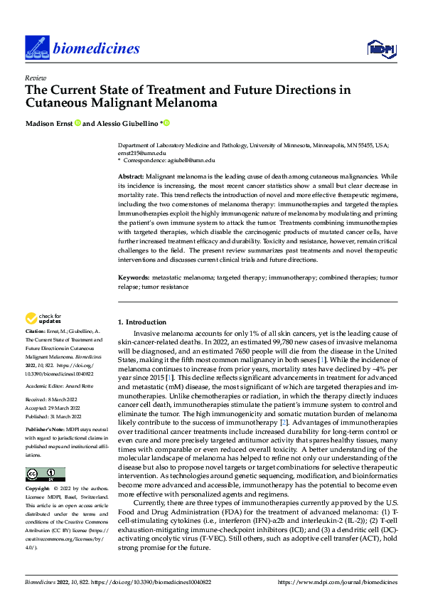(PDF) The Current State of Treatment and Future Directions in Cutaneous ...