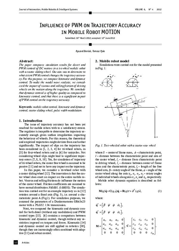 (PDF) Influence of PWM to trajectory accuracy in mobile robot motion