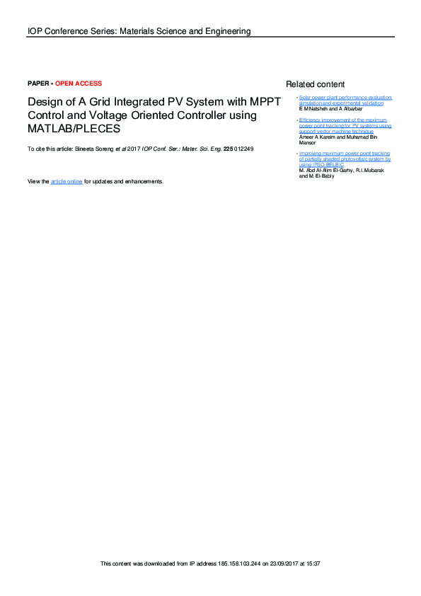 (PDF) Design of A Grid Integrated PV System with MPPT Control and ...