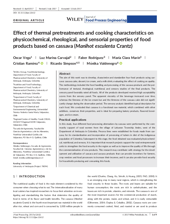 (PDF) Effect of thermal pretreatments and cooking characteristics on ...
