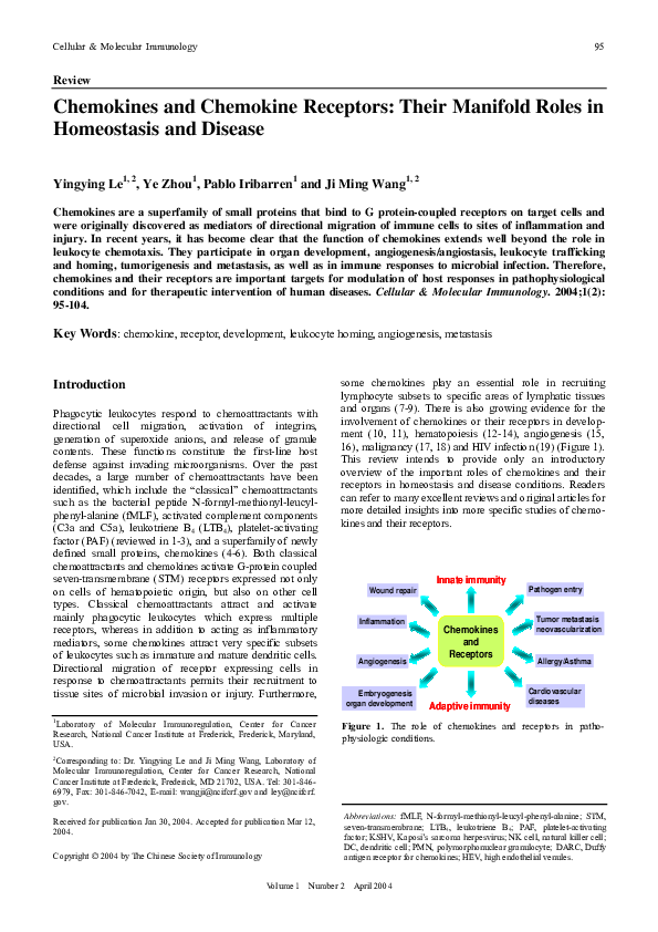 (PDF) Chemokines and chemokine receptors: their manifold roles in ...