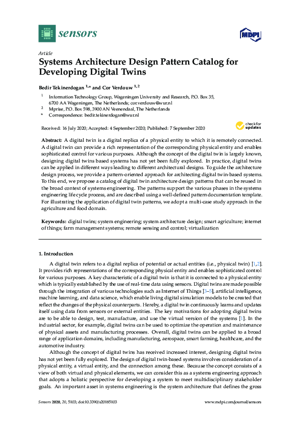 (PDF) Systems Architecture Design Pattern Catalog for Developing ...