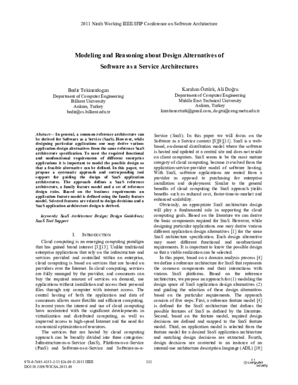 (PDF) Modeling and Reasoning about Design Alternatives of Software as a ...