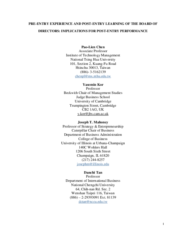 (PDF) Pre-Market Entry Experience and Post-Market Entry Learning of the ...