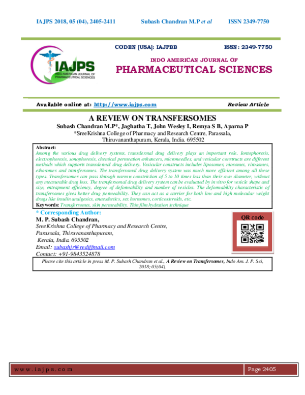 (PDF) A Review On Transfersomes