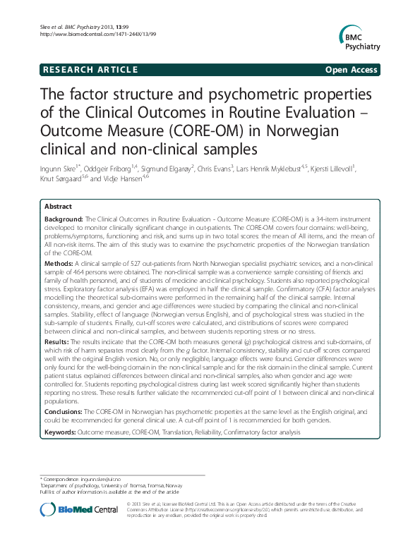 (PDF) The factor structure and psychometric properties of the Clinical ...