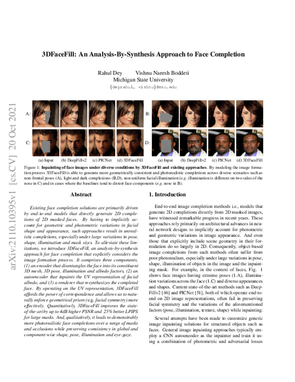 (PDF) 3DFaceFill: An Analysis-By-Synthesis Approach to Face Completion