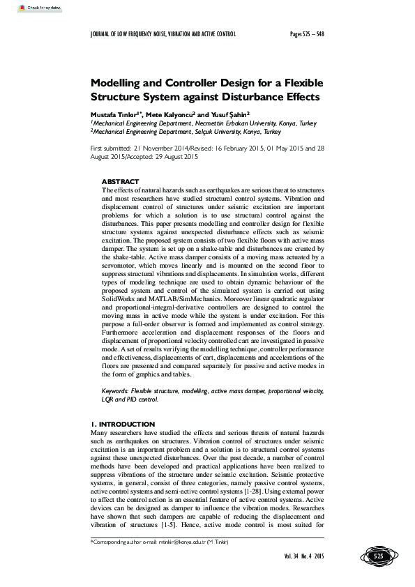 (PDF) Modelling and Controller Design for a Flexible Structure System ...