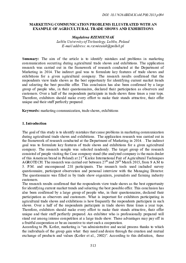 (PDF) Marketing communication problems illustrated with an example of ...