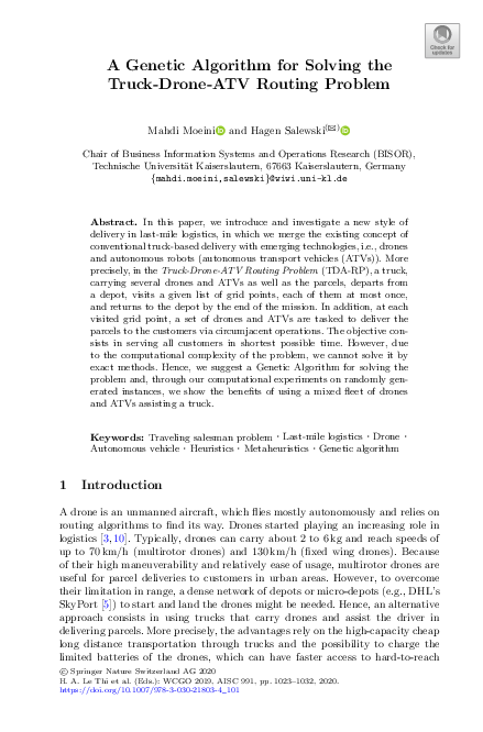 (PDF) A Genetic Algorithm for Solving the Truck-Drone-ATV Routing Problem
