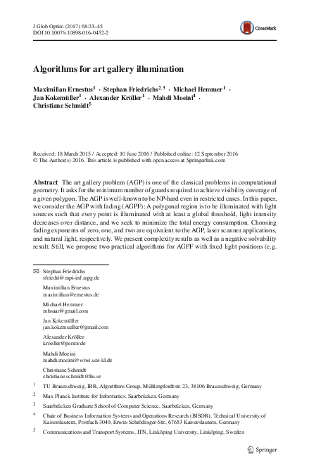 (PDF) Algorithms for art gallery illumination